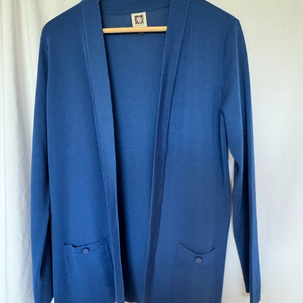 Anne Klein Women's Large Knit Cardigan Royal Blue